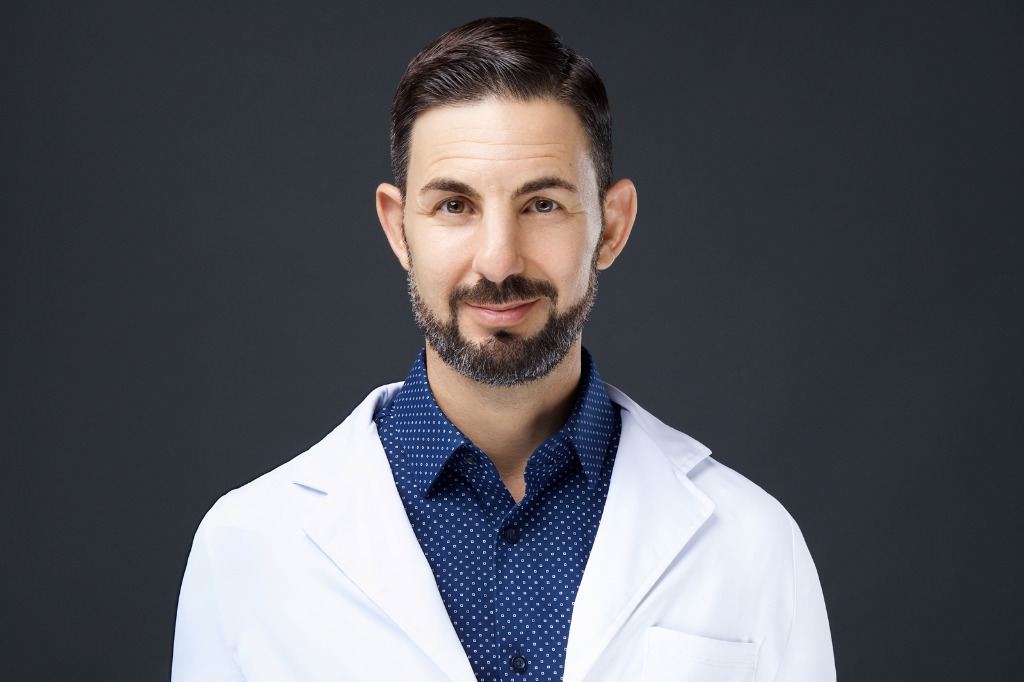 Dr. Fields in lab coat